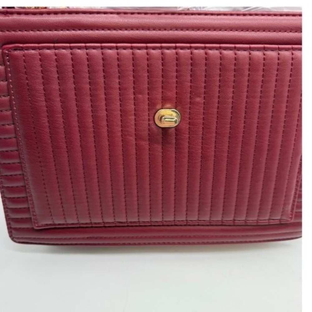 Badgley Mischka Wine Quilted Crossbody Bag with Chain Vegan Leather $179 - Picture 7 of 13